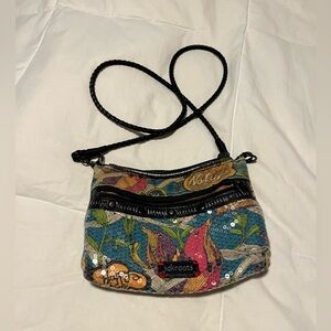 Sak roots-campus mini piece teal blue sequin blue bird crossbody.